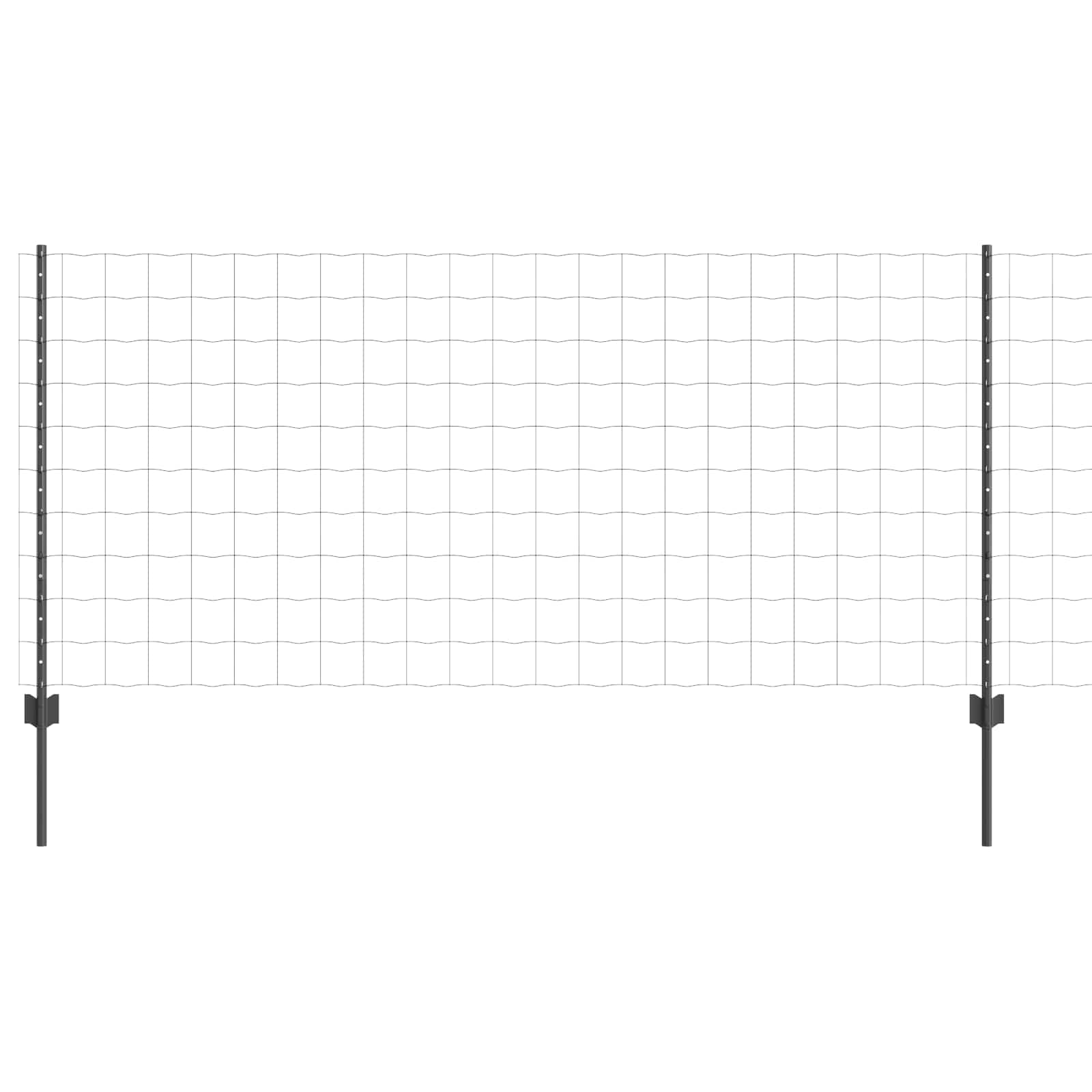 Fence with posts Grey 1 x 10 m Steel