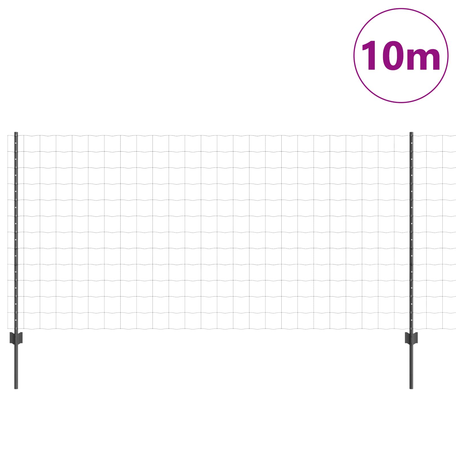 Euro tvoros su stulpu 10 x 1,2 m PVC dengtas plienas Pilka