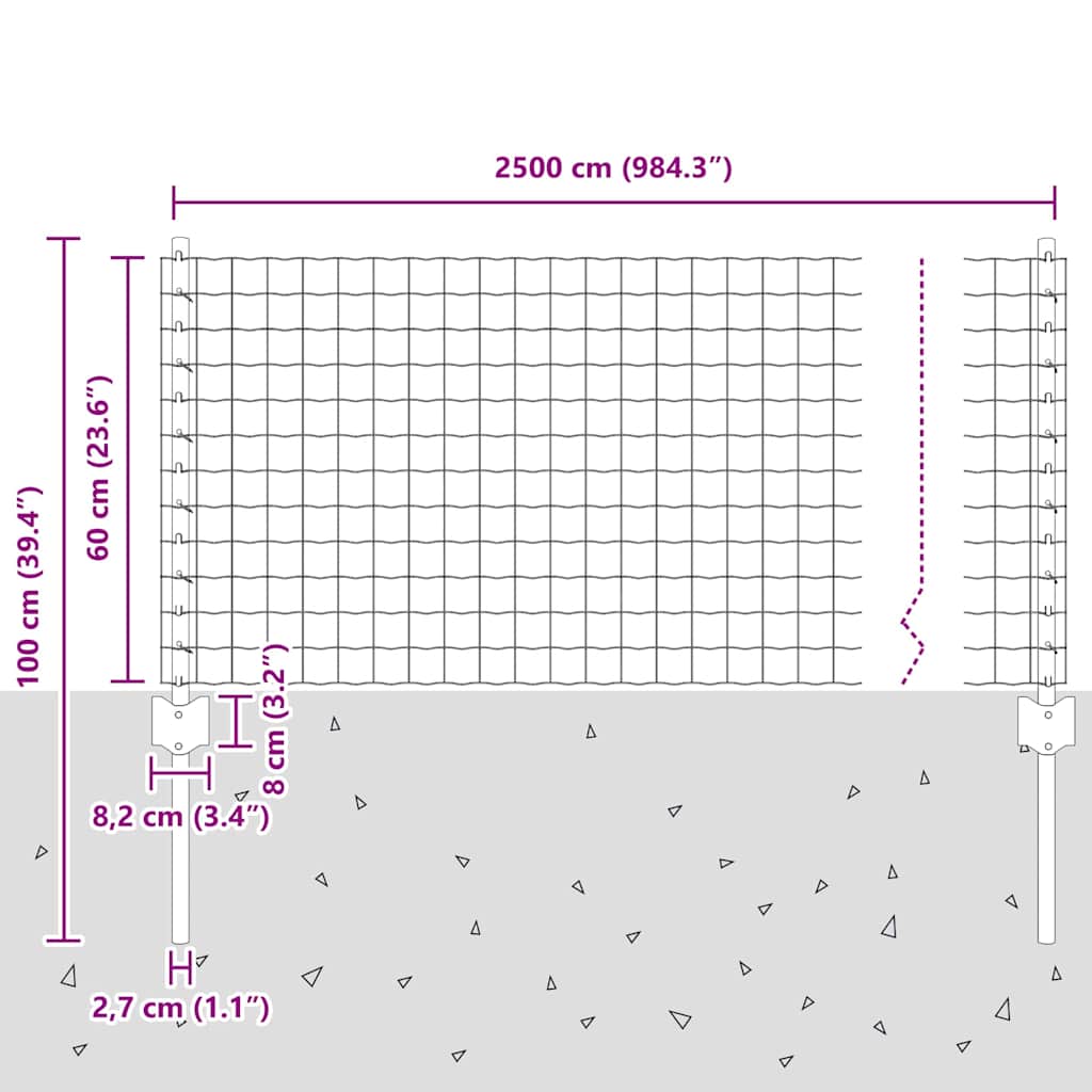 Suvirinto vielos tvoros 25 x 0,6 m (W x H) PVC dengtas plienas