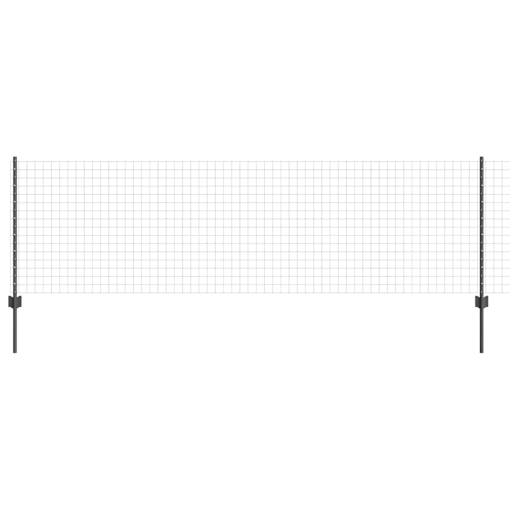 Fence with posts Grey 0.8 x 25 m Steel and PVC