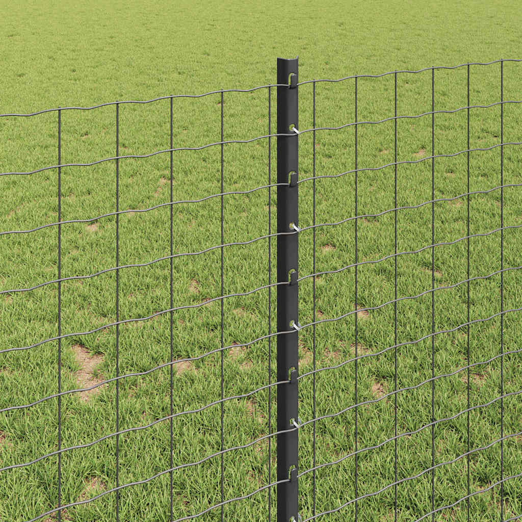 Fence with posts Grey 1 x 25 m Steel