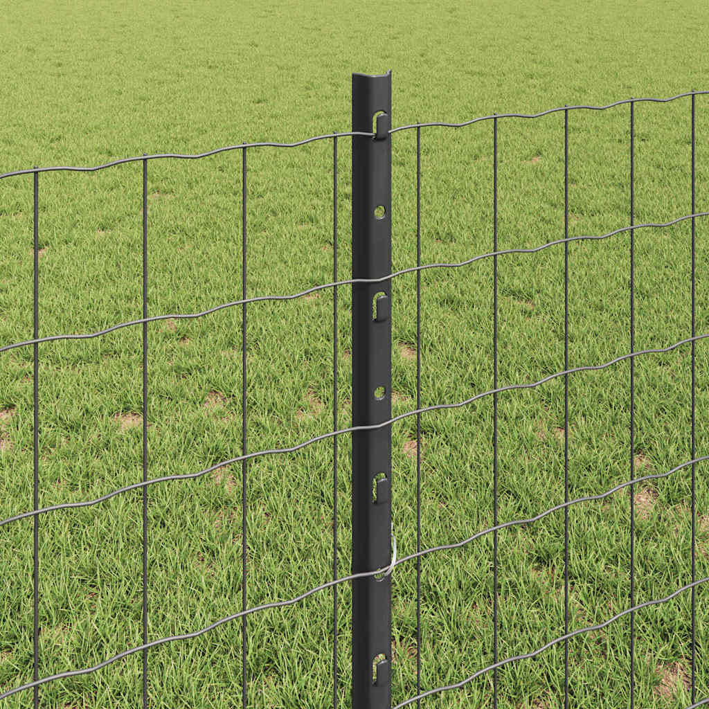 Fence with posts Grey 0.8 x 25 m Steel and PVC