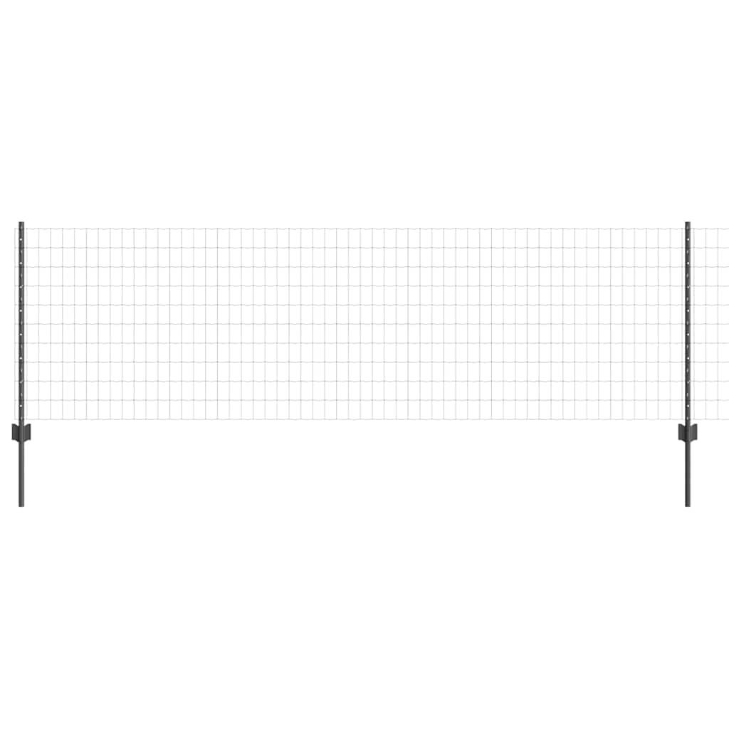 Fence with posts Grey 0.8 x 25 m Steel and PVC