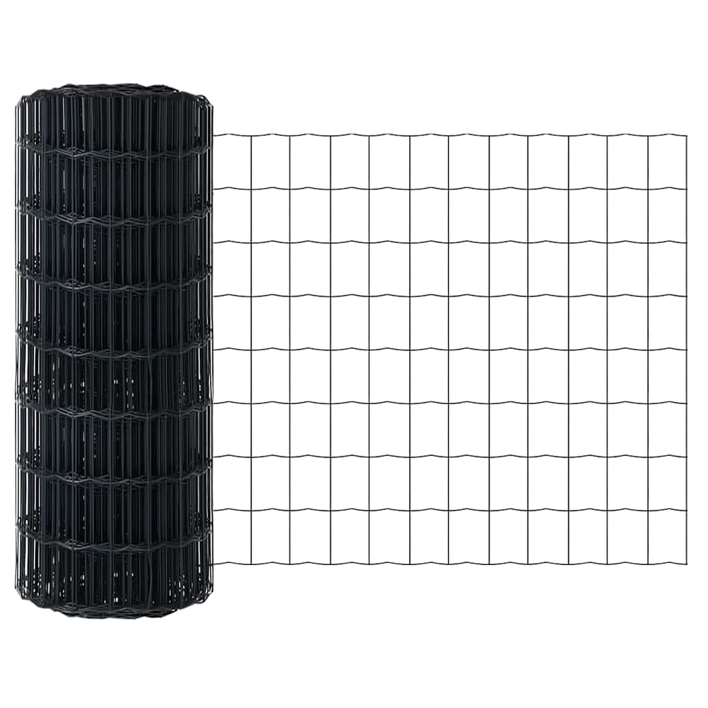 Euro tvoros su stulpu 25 x 0,6 m PVC dengtas plienas Pilka