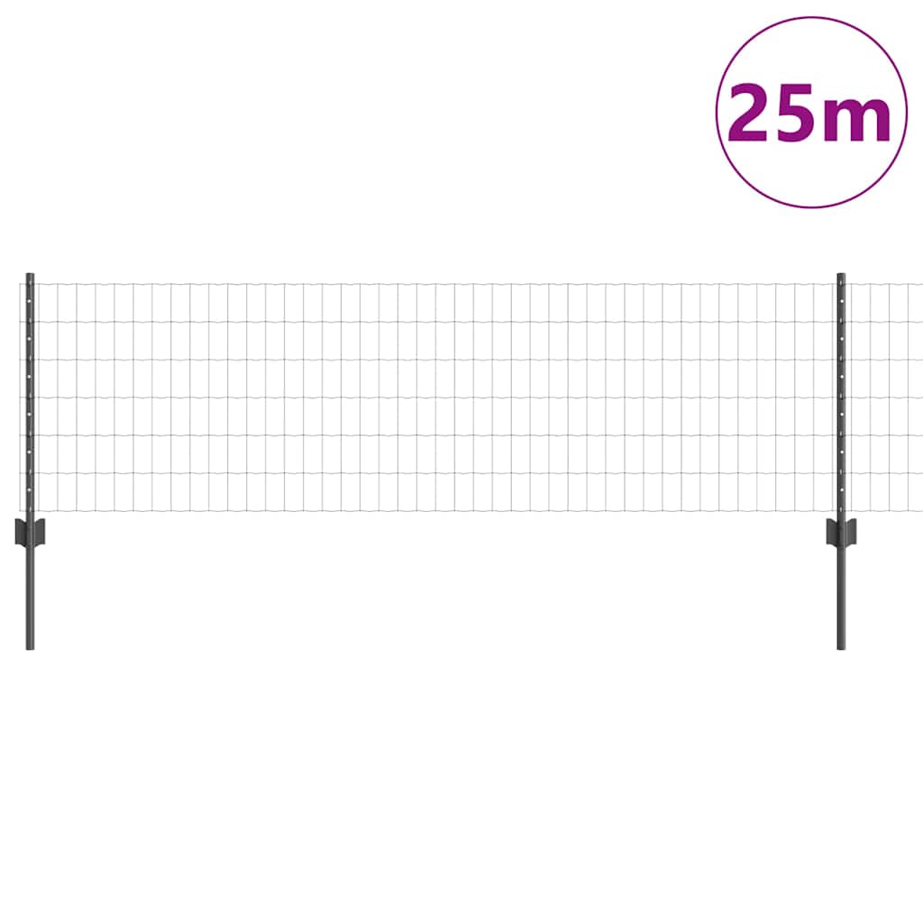 Euro tvoros su stulpu 25 x 0,6 m PVC dengtas plienas Pilka
