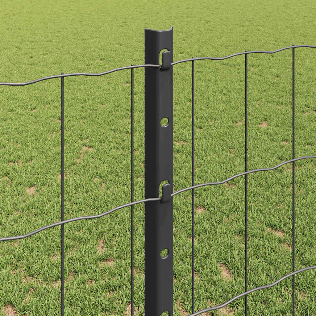 Fence with posts Grey 1.2 x 25 m Steel