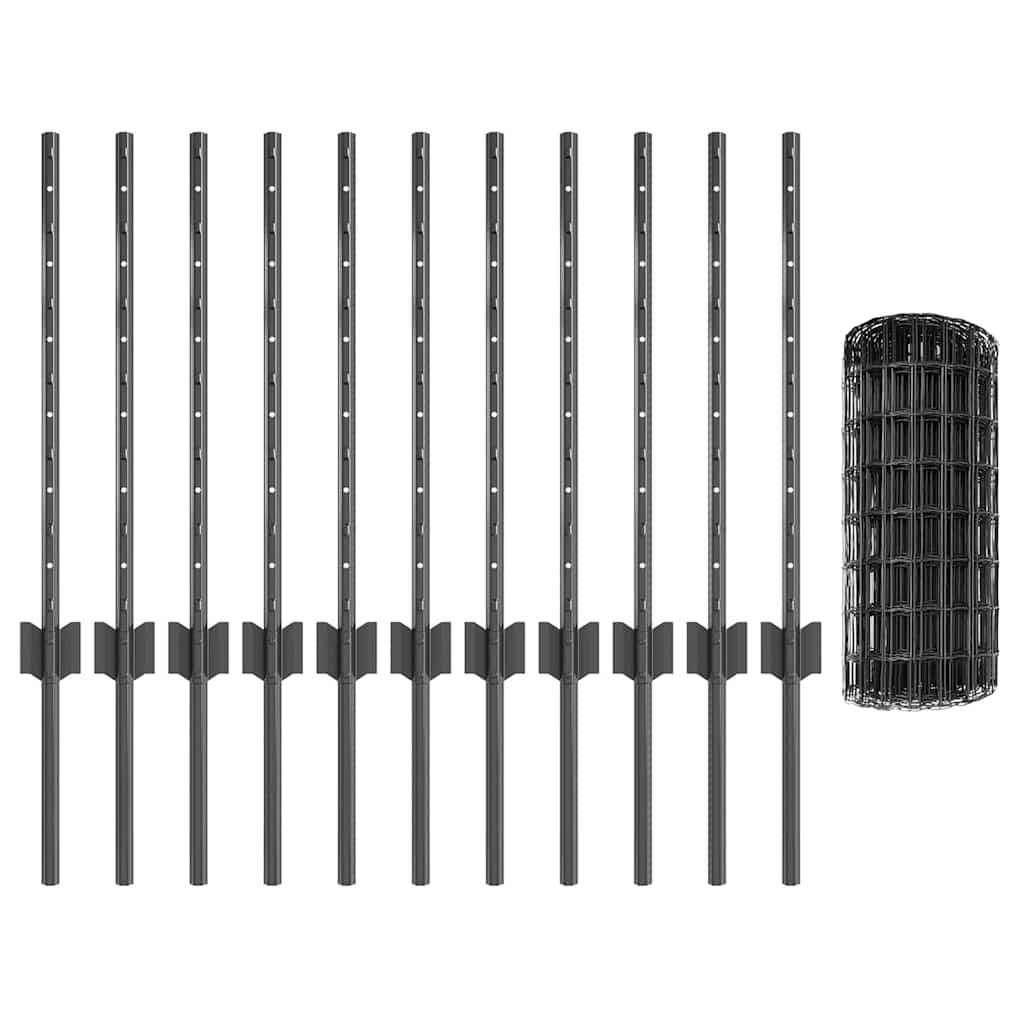 Tvora su stulpais Pilka 0,6 x 25 m Plienas ir PVC
