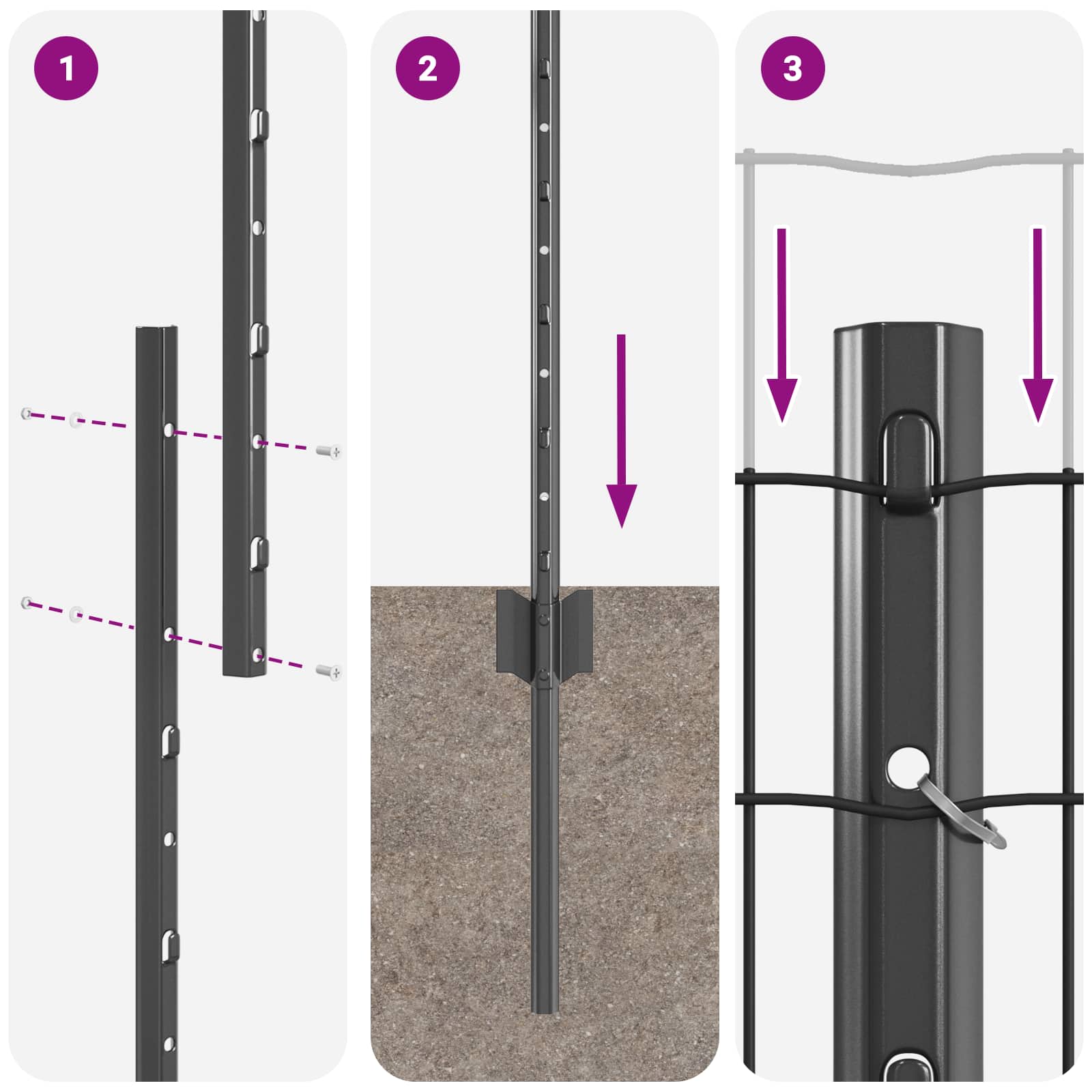 Fence with posts Grey 1.2 x 25 m Steel