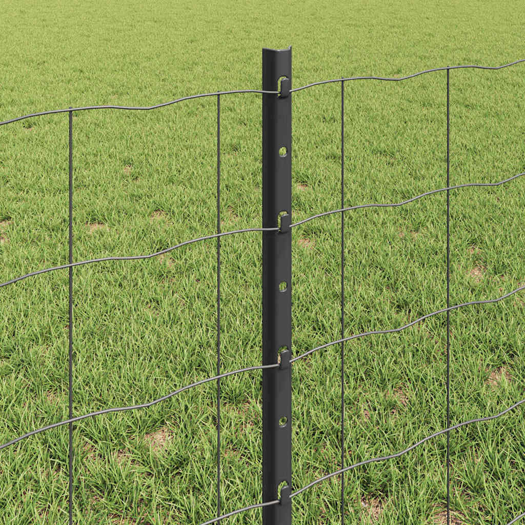 Žogs ar stabiņiem Pelēks 0,6 x 50 m Tērauds un PVC