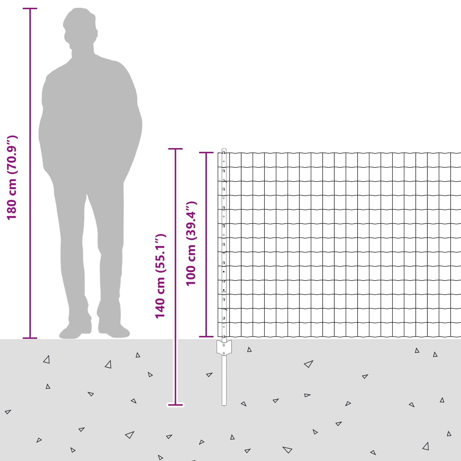 Tvora su stulpais Pilka 1 x 25 m Plienas