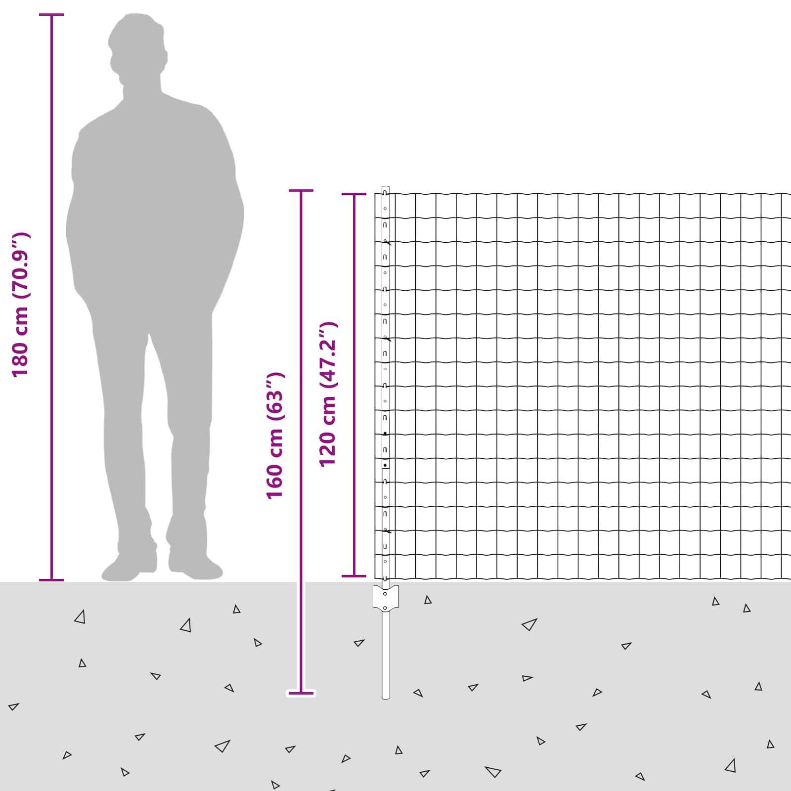Žogs ar stabiem Pelēks 1,2 x 25 m Tērauds