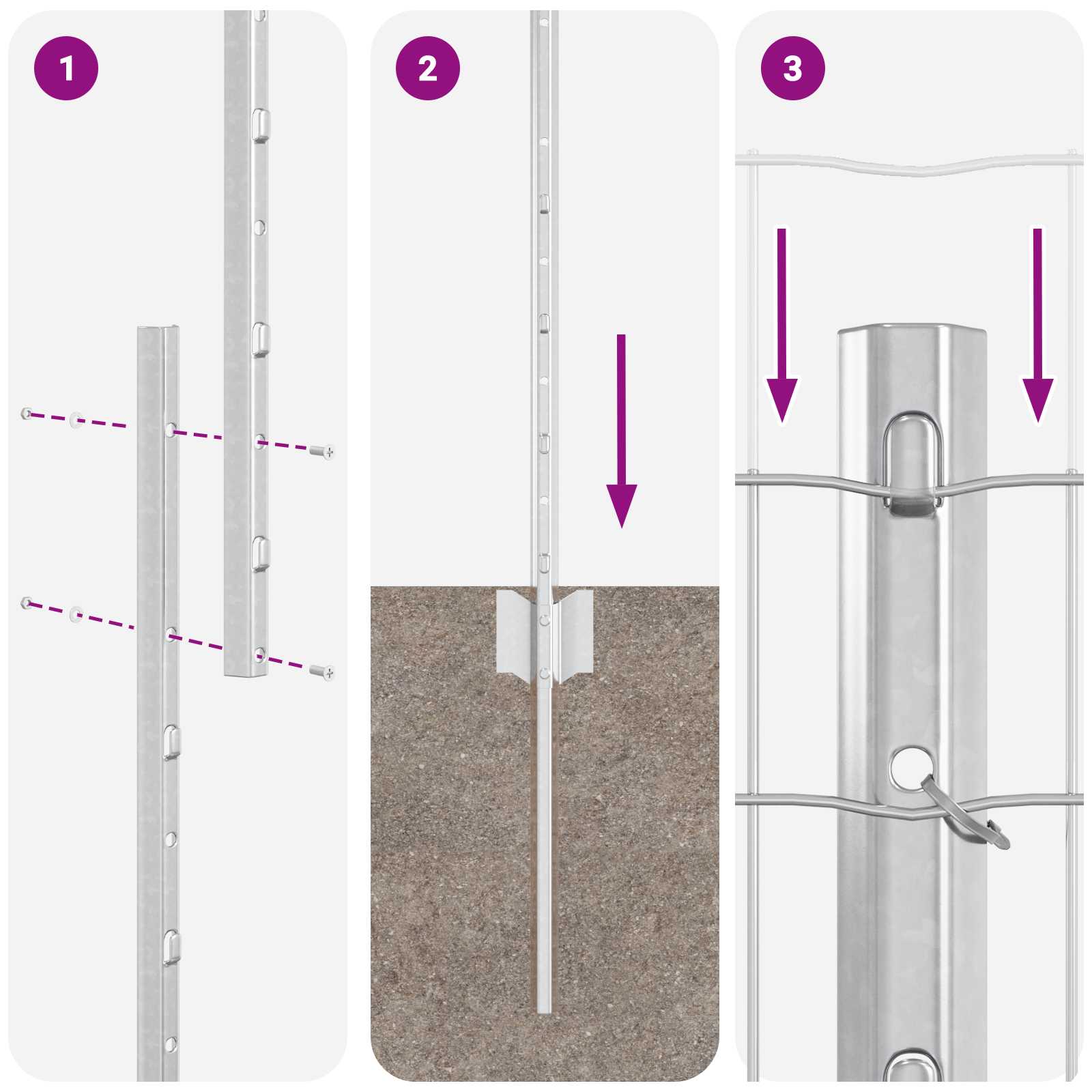 Tvora su stulpais Sidabro 1.2 x 10 m Plienas