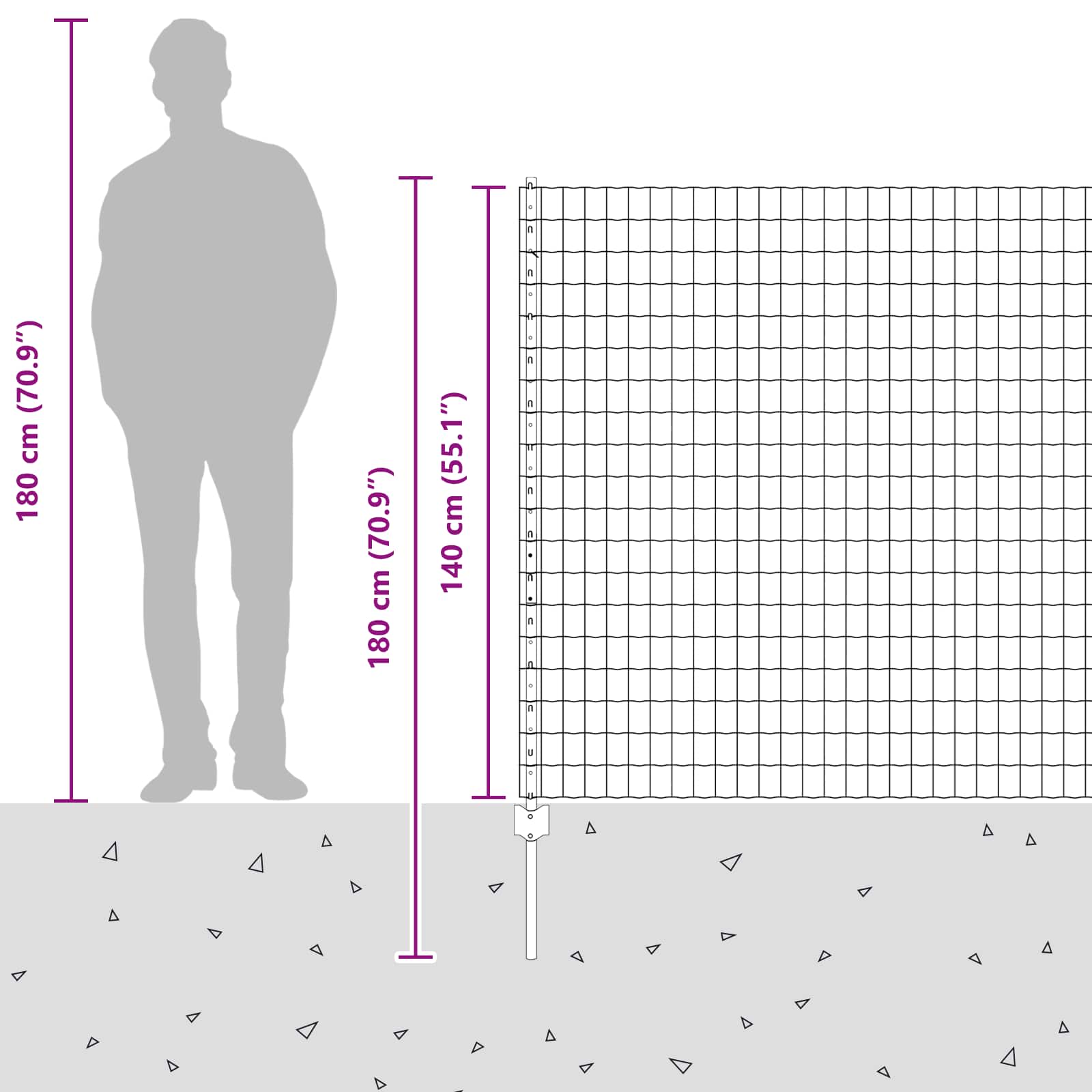Žogs ar stabiem Sudrabs 1.4 x 10 m Tērauds