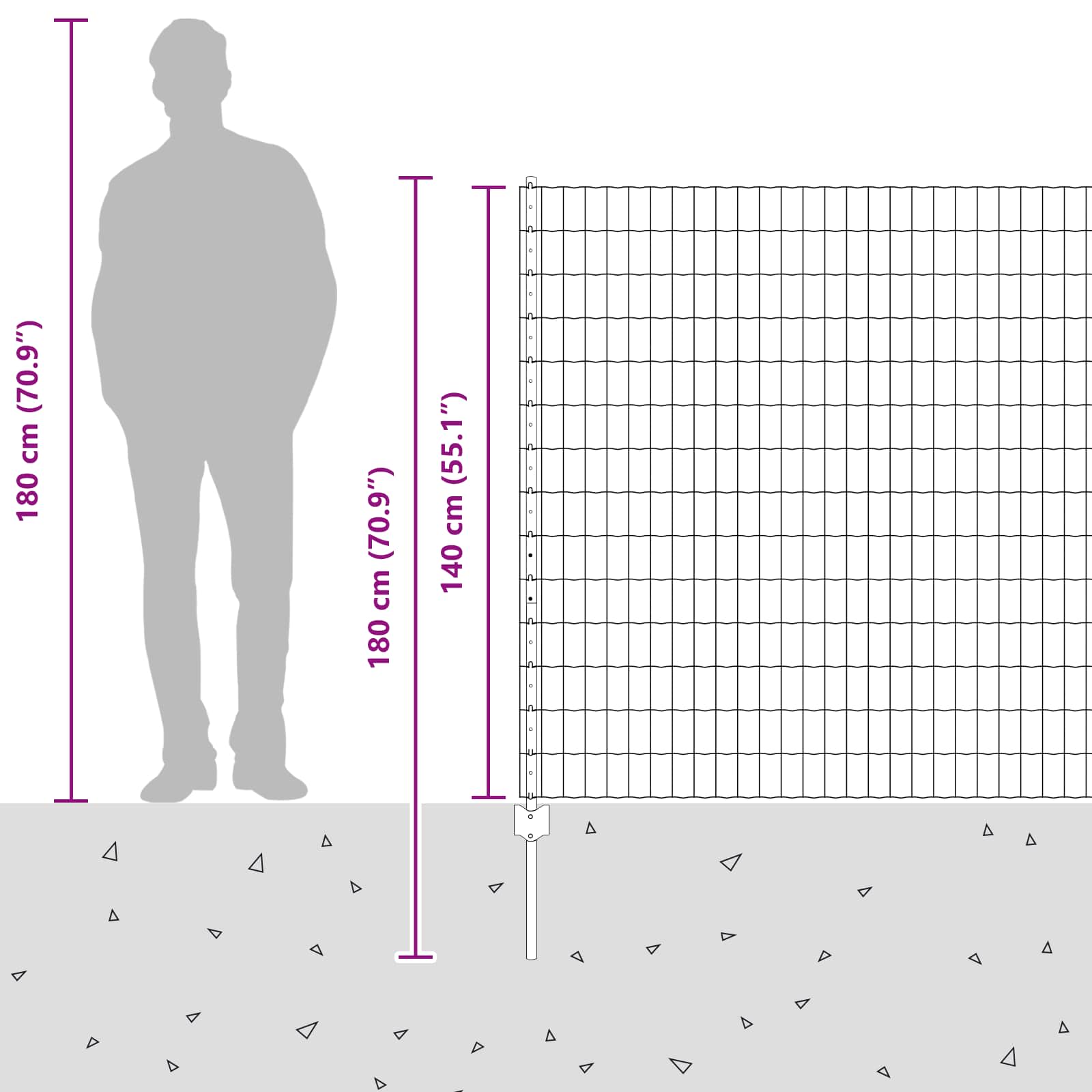Žogs ar stabiem Sudrabs 1.4 x 10 m Tērauds