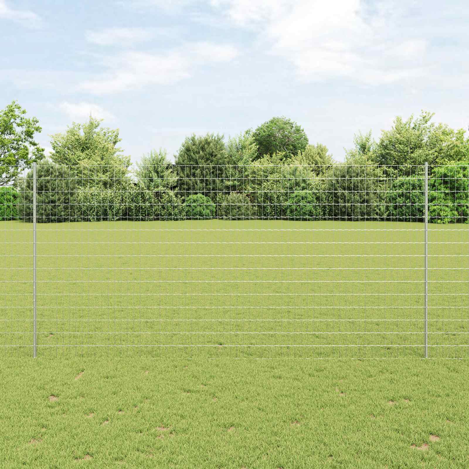Fence with Posts Silver 1.5 x 10 m Steel