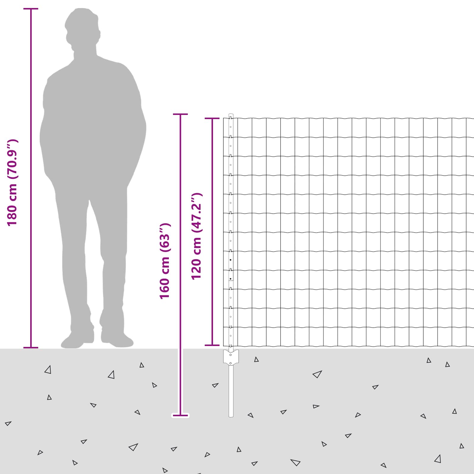 Žogs ar stabiem Sudraba 1,2 x 10 m Tērauds