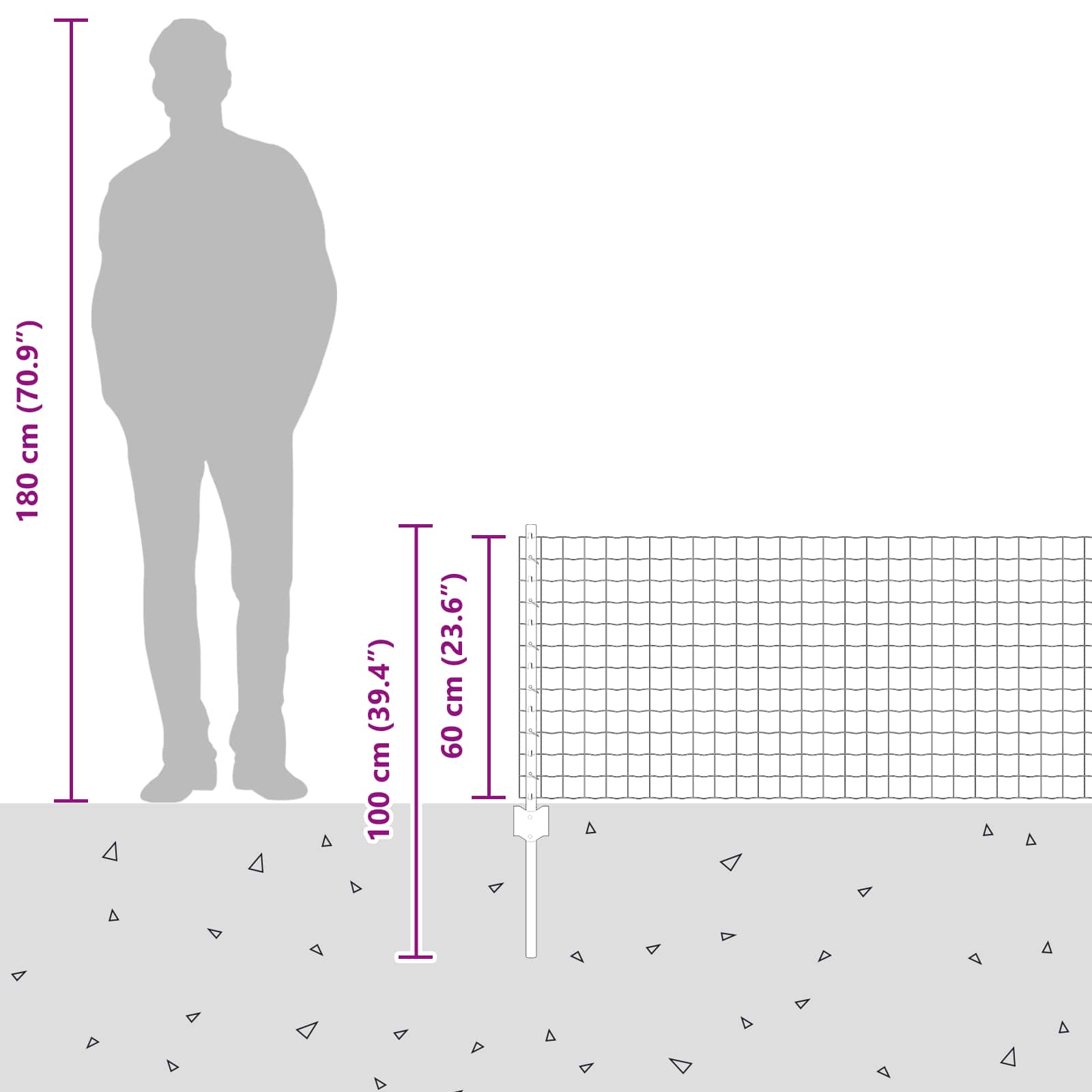 Žogs ar stabiem Sudraba 0.6 x 25 m Tērauds