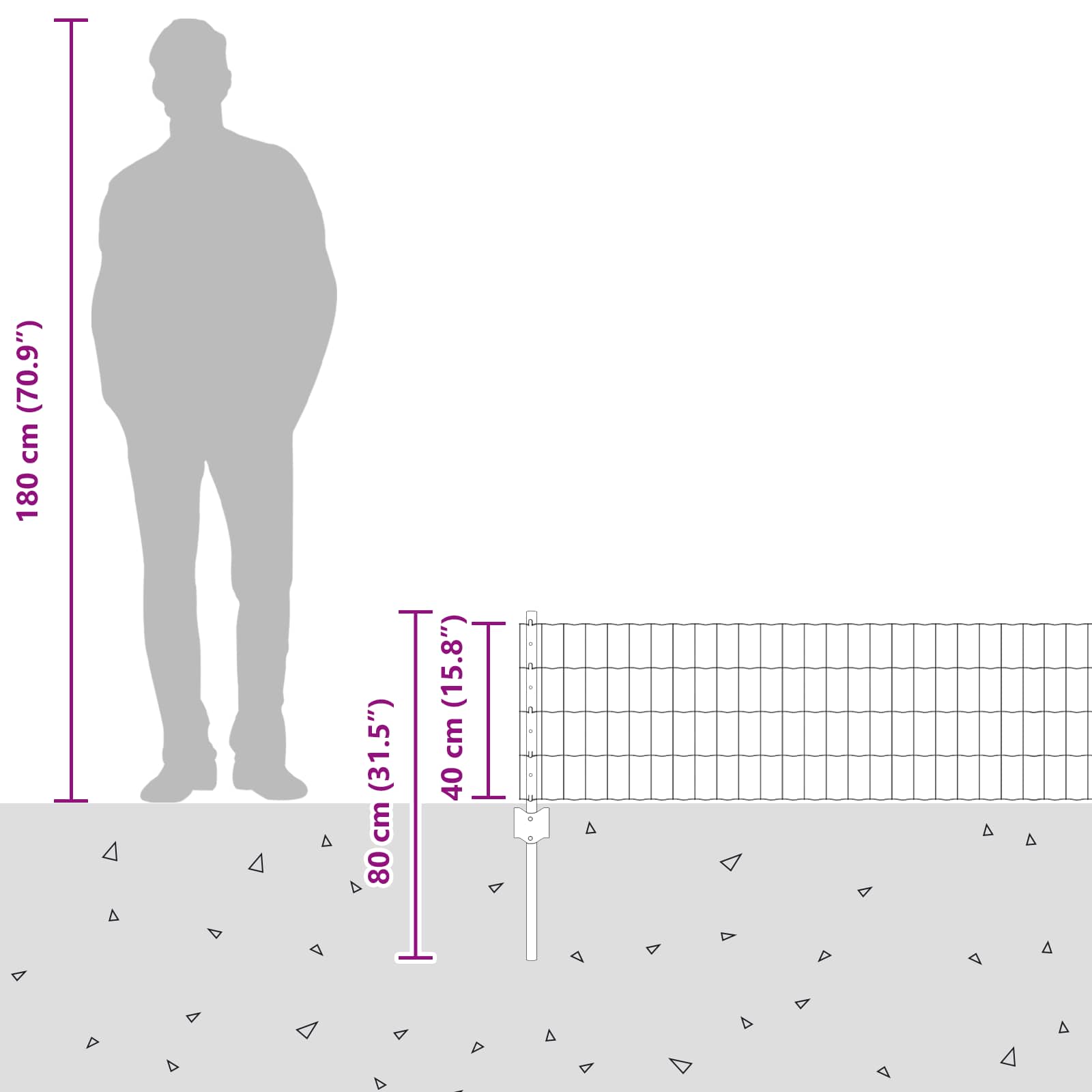 Tvora su stulpais Sidabro 0.4 x 25 m Plienas