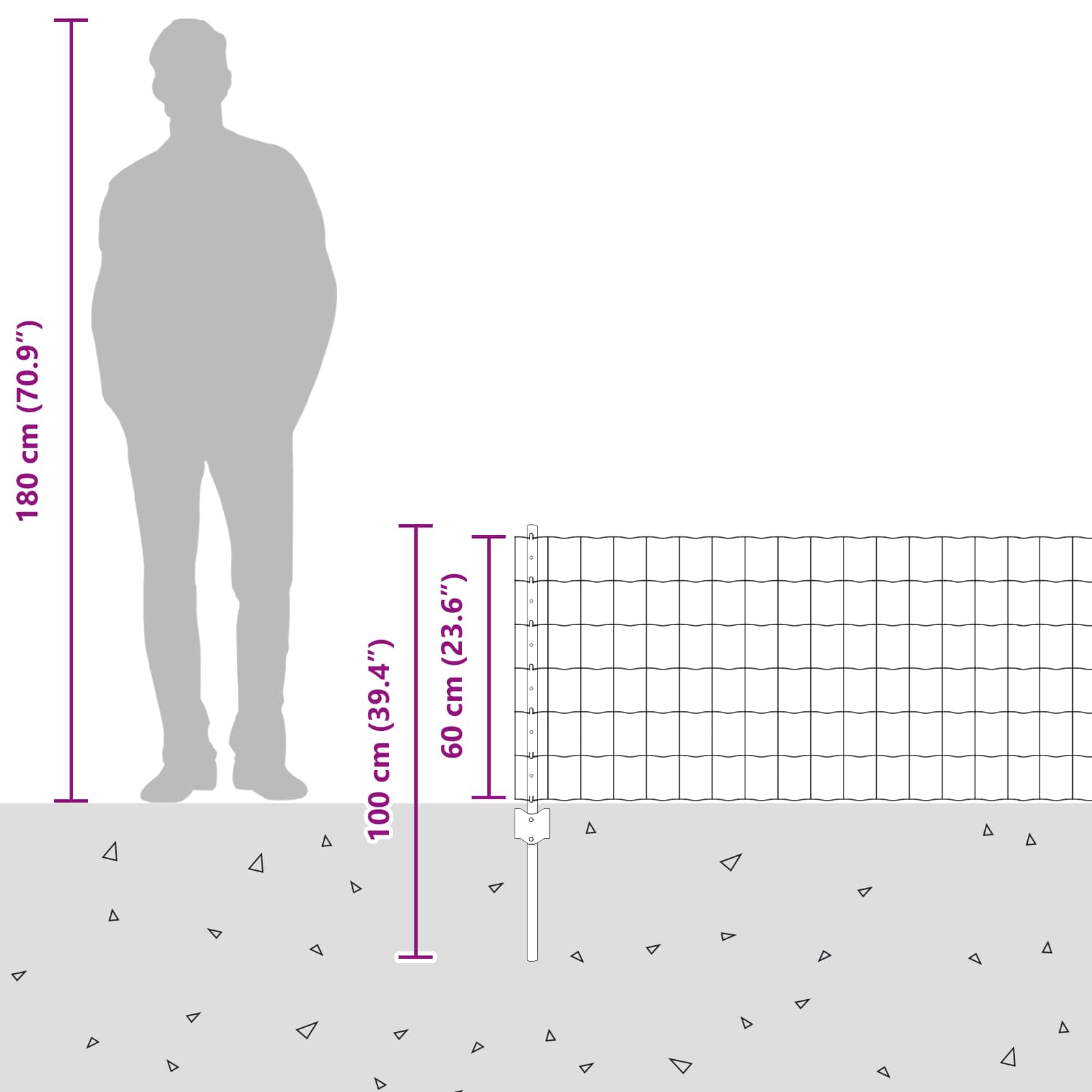 Žogs ar stabiem Sudraba 0.6 x 25 m Tērauds