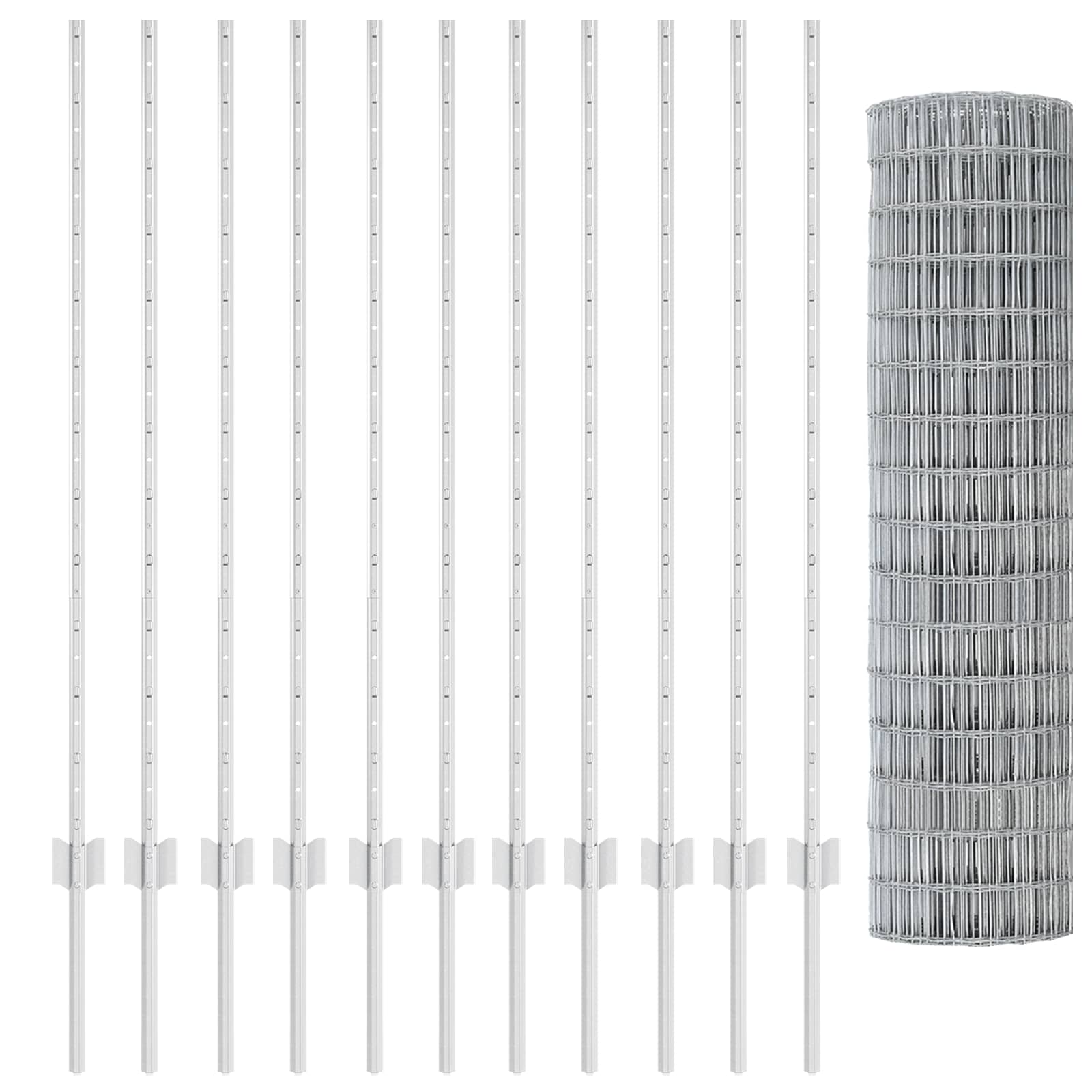 Fence with Posts Silver 1.2 x 25 m Steel