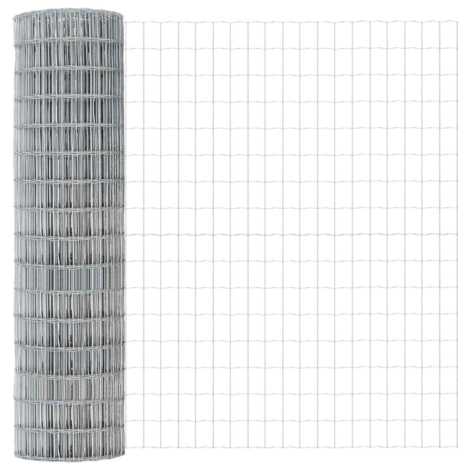 Fence with Posts Silver 1.2 x 25 m Steel