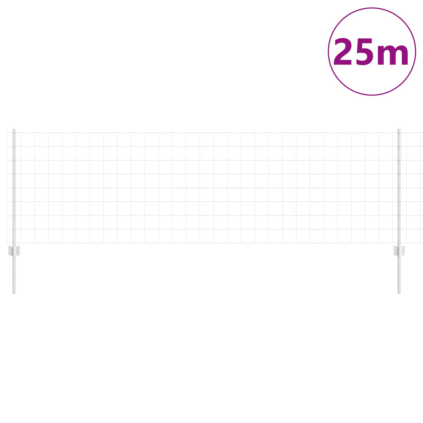 Fence with Posts Silver 0.8 x 25 m Steel