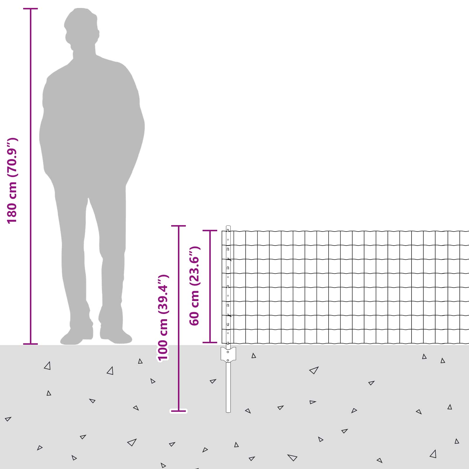 Žogs ar stabiem Sudraba 0.6 x 10 m Tērauds
