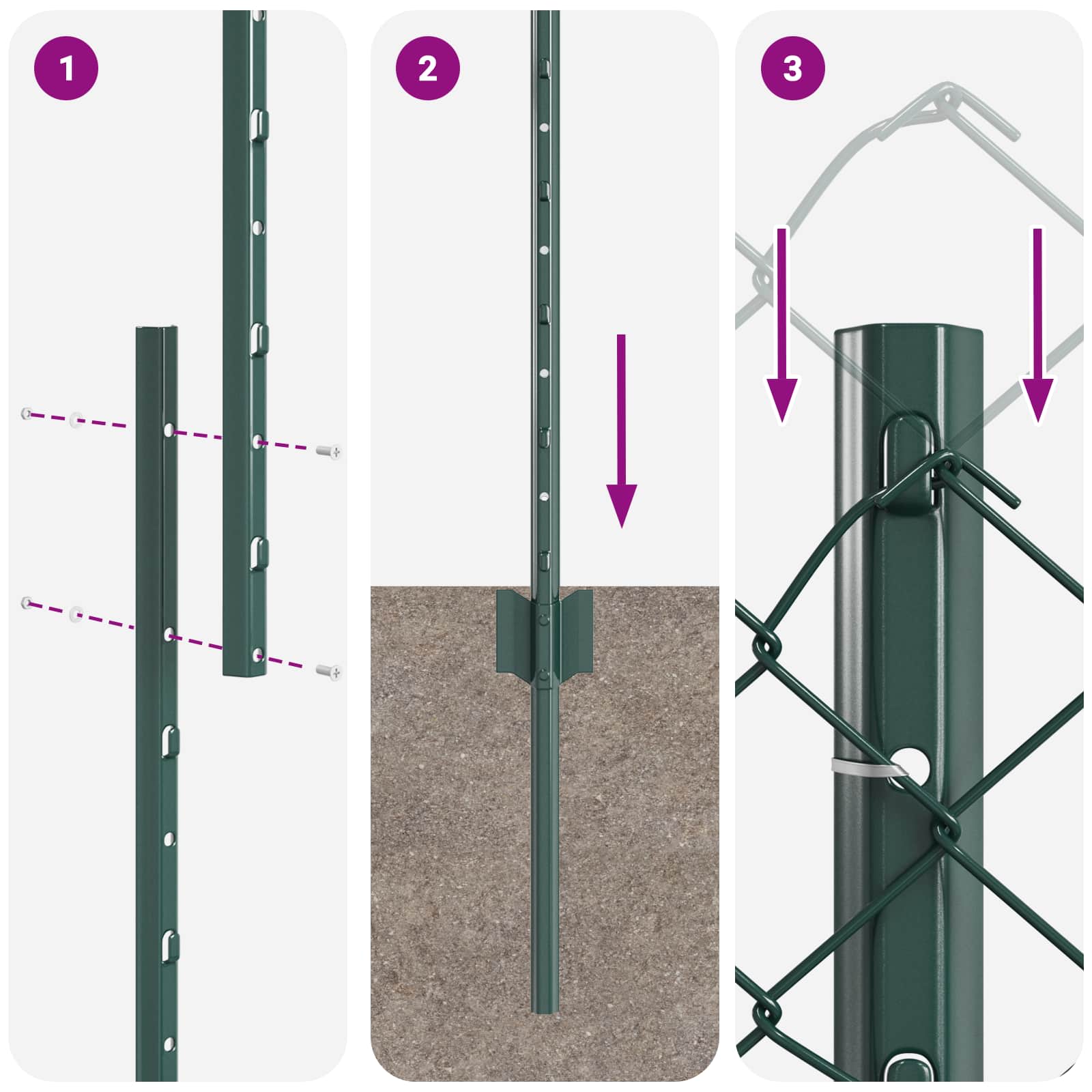 Fence with posts Green