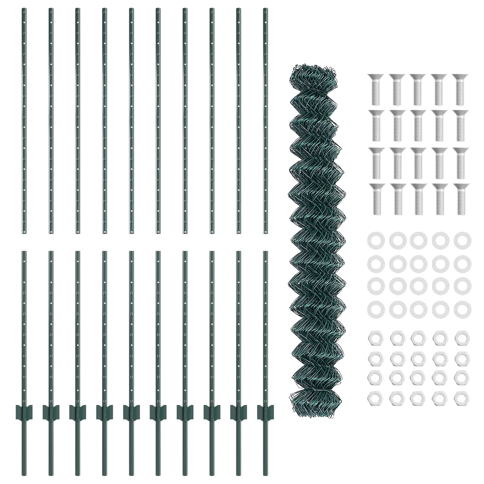 Green Fence with Posts