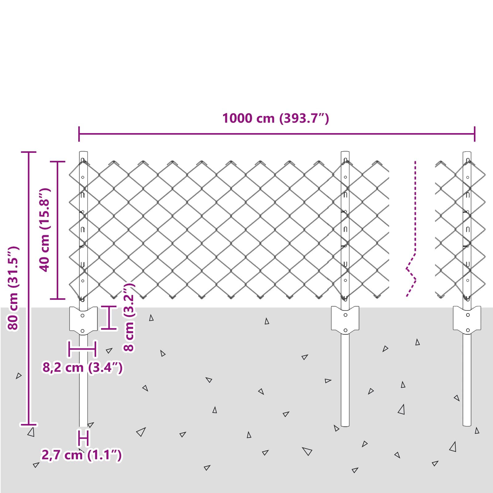 Fence with posts Grey