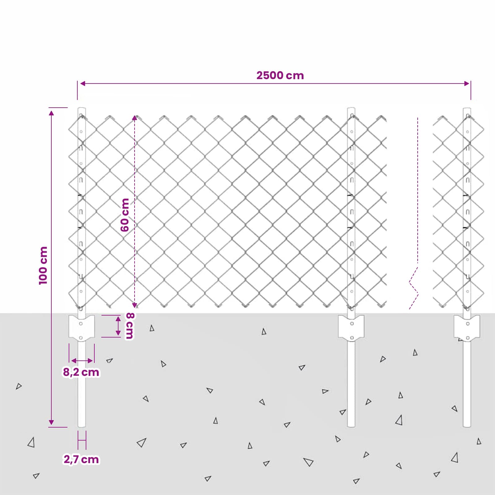 Fence with posts Grey