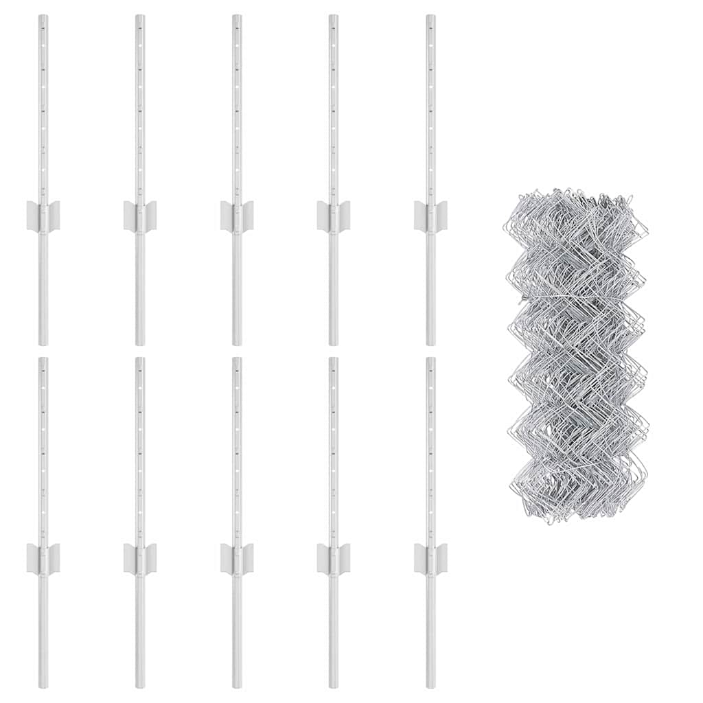 Fence with posts Silver