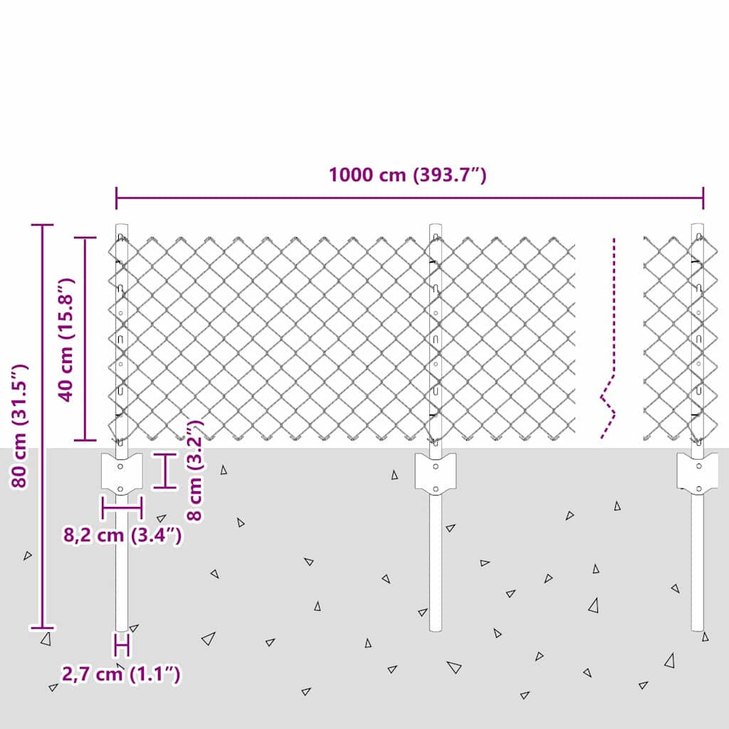 Fence with posts Silver