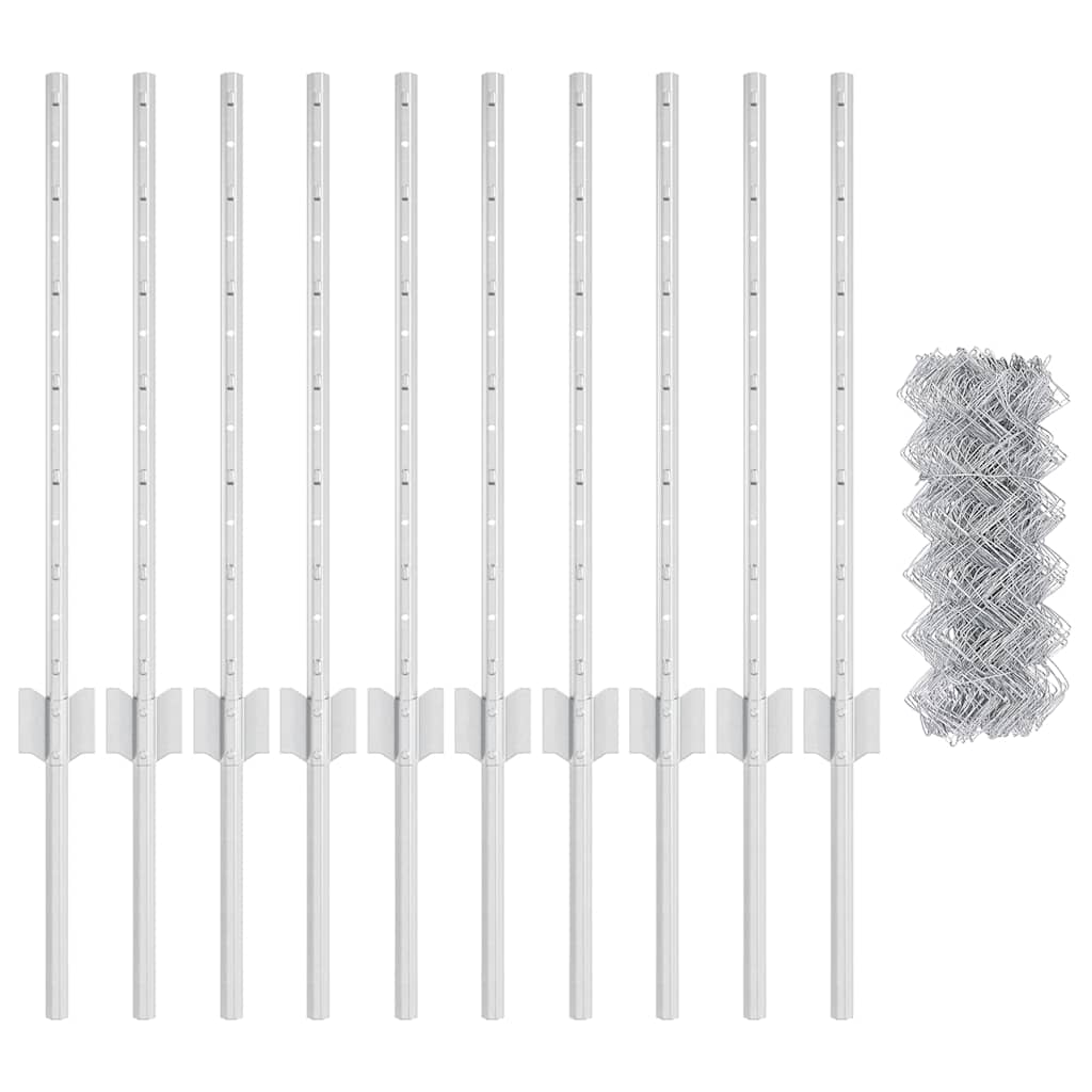Fence with posts Silver