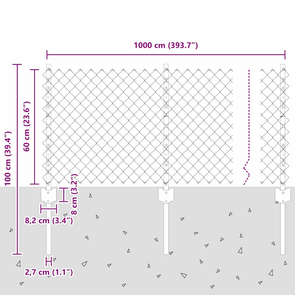 Fence with posts Silver