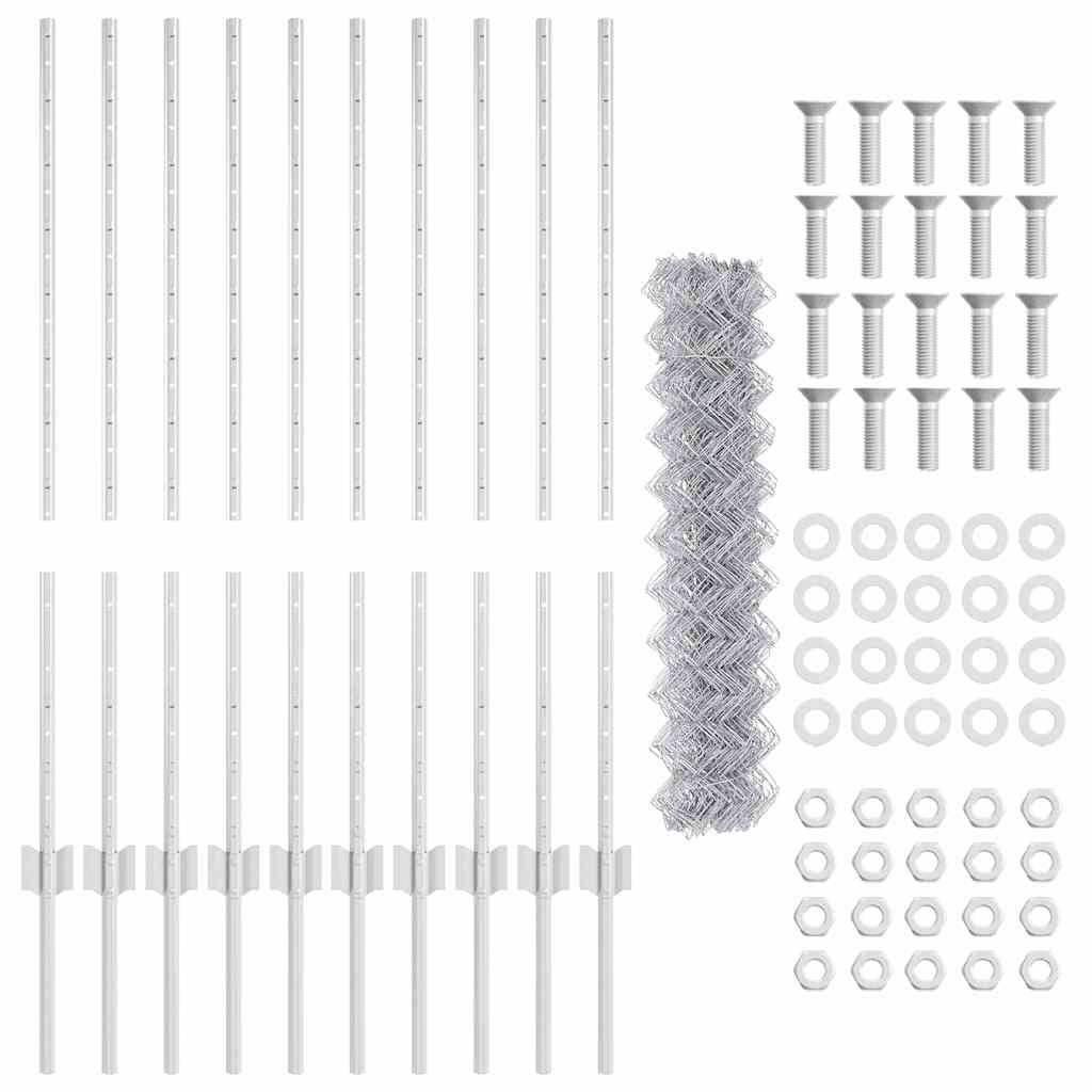 Fence with posts Silver