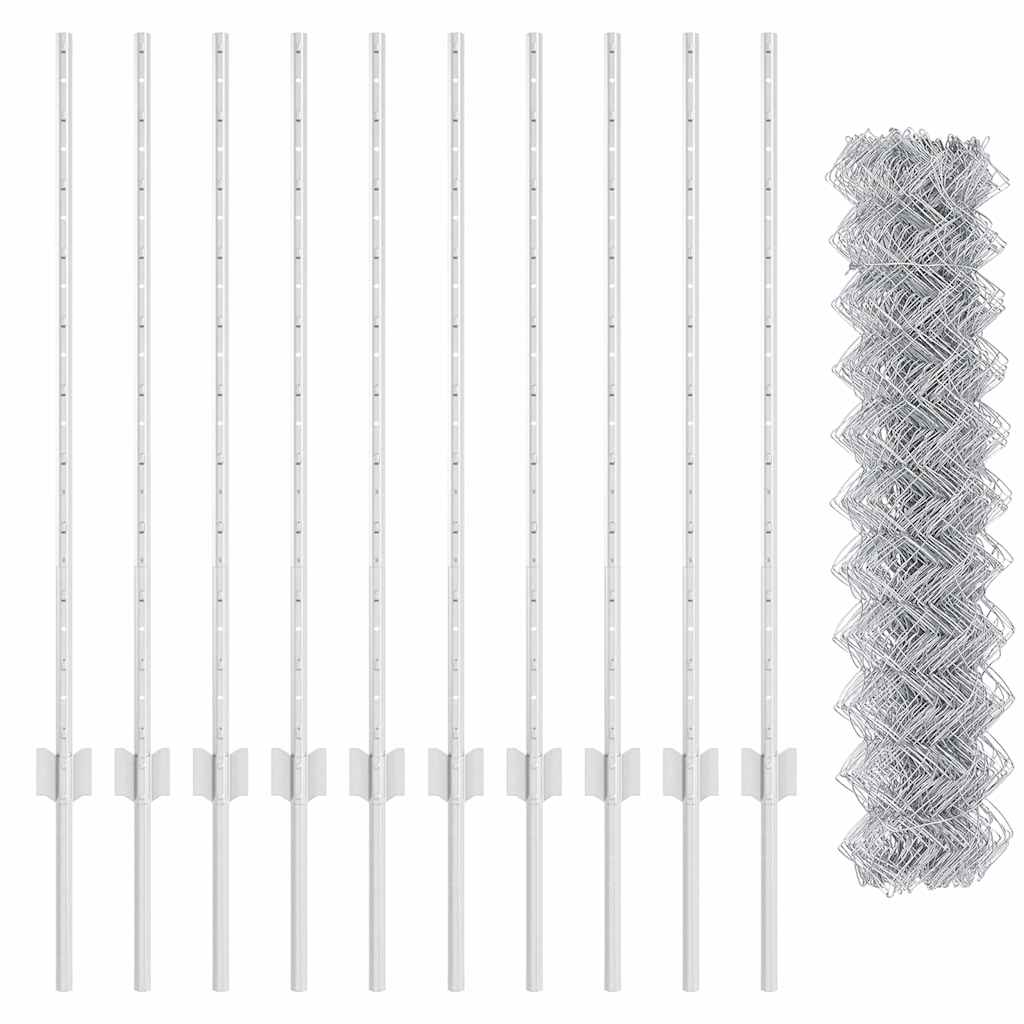 Fence with posts Silver