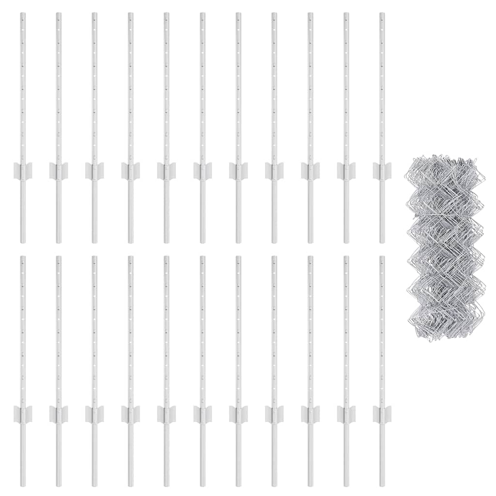 Fence with posts Silver