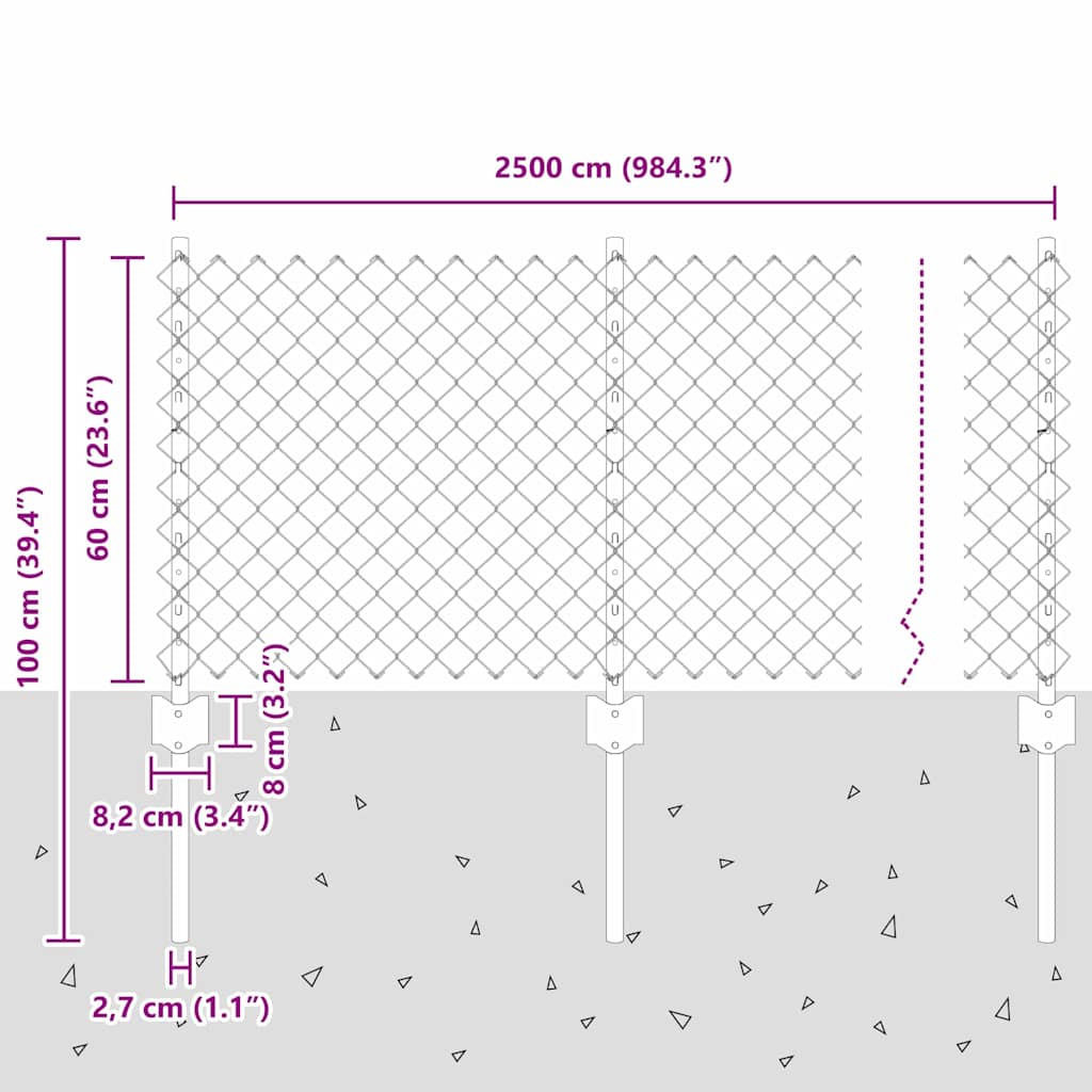 Fence with posts Silver