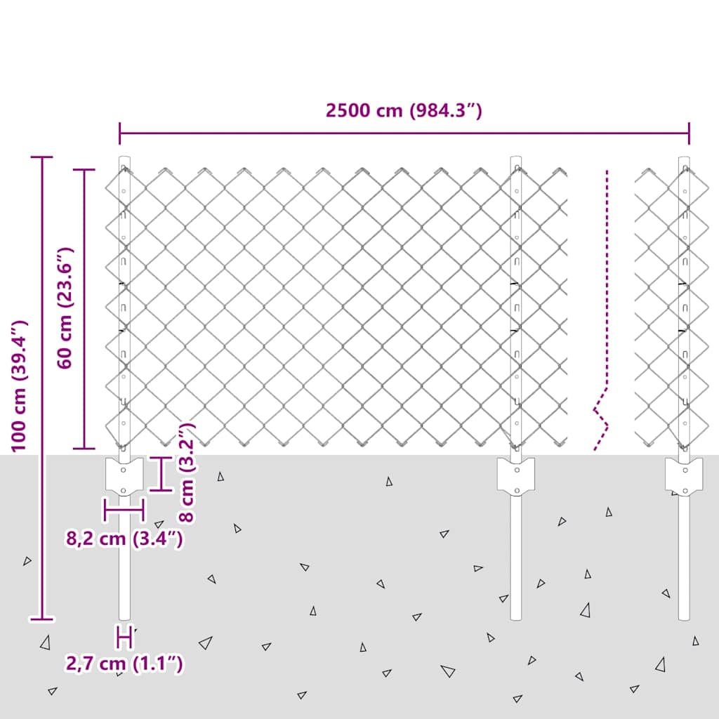 Fence with posts Silver
