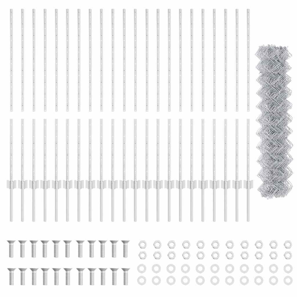 Fence with posts Silver