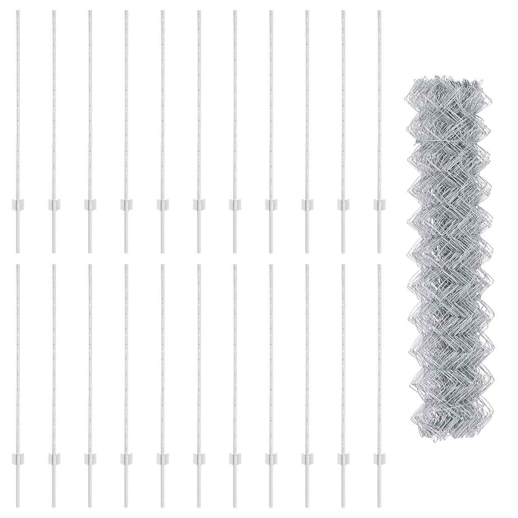 Fence with posts Silver