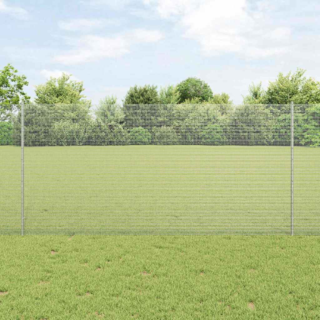 Suvirintas vielos tvora su stulpeliais 25 x 1,2 m Sidabrinė