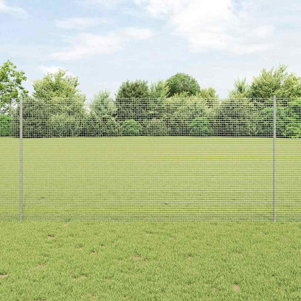 Suvirintas vielos tvora su stulpeliais 25 x 1,2 m Sidabrinė