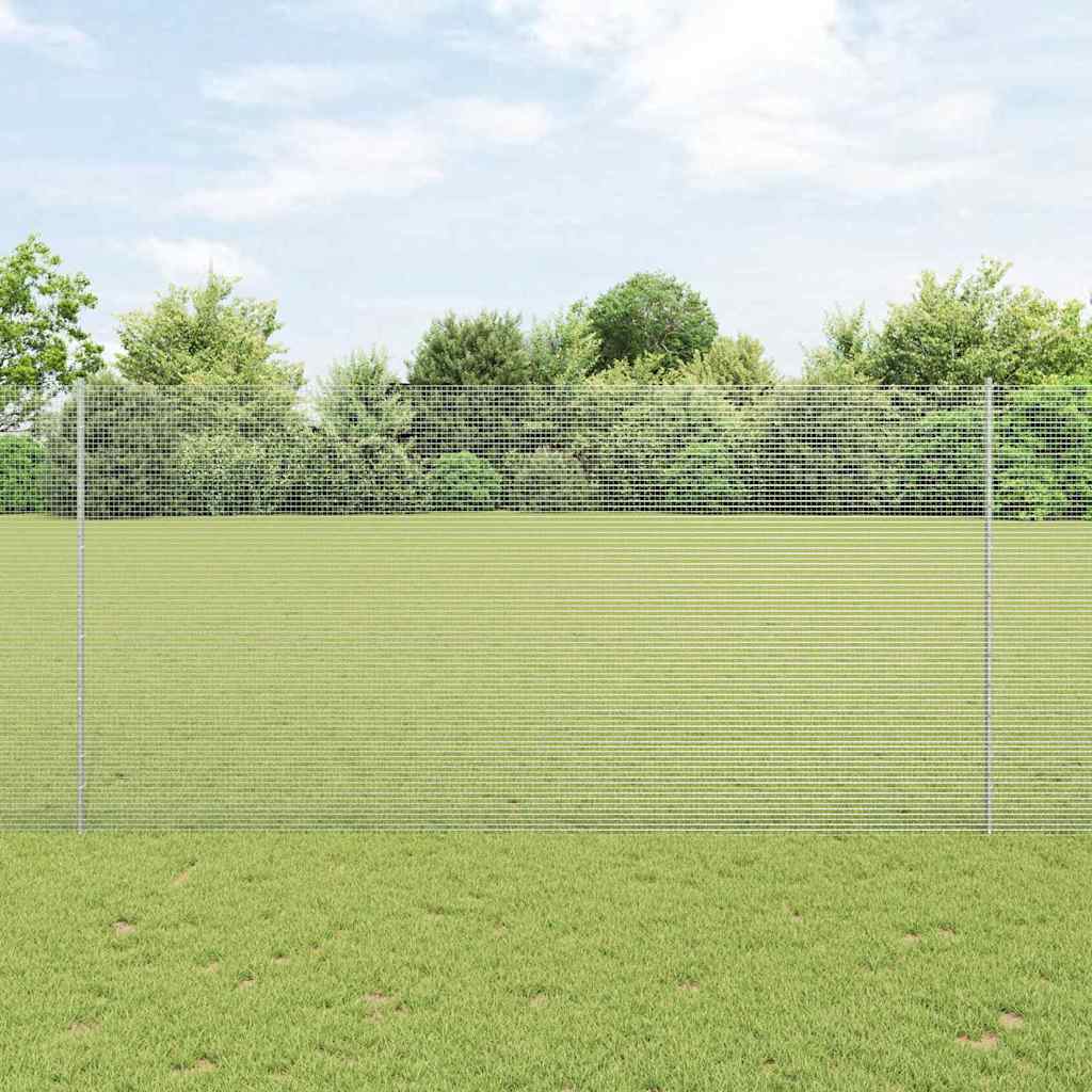 Suvirintas vielos tvora su stulpeliais 25 x 1,5 m Sidabrinė