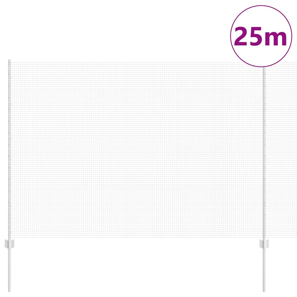 Suvirintas vielos tvora su stulpeliais 25 x 1,5 m Sidabrinė