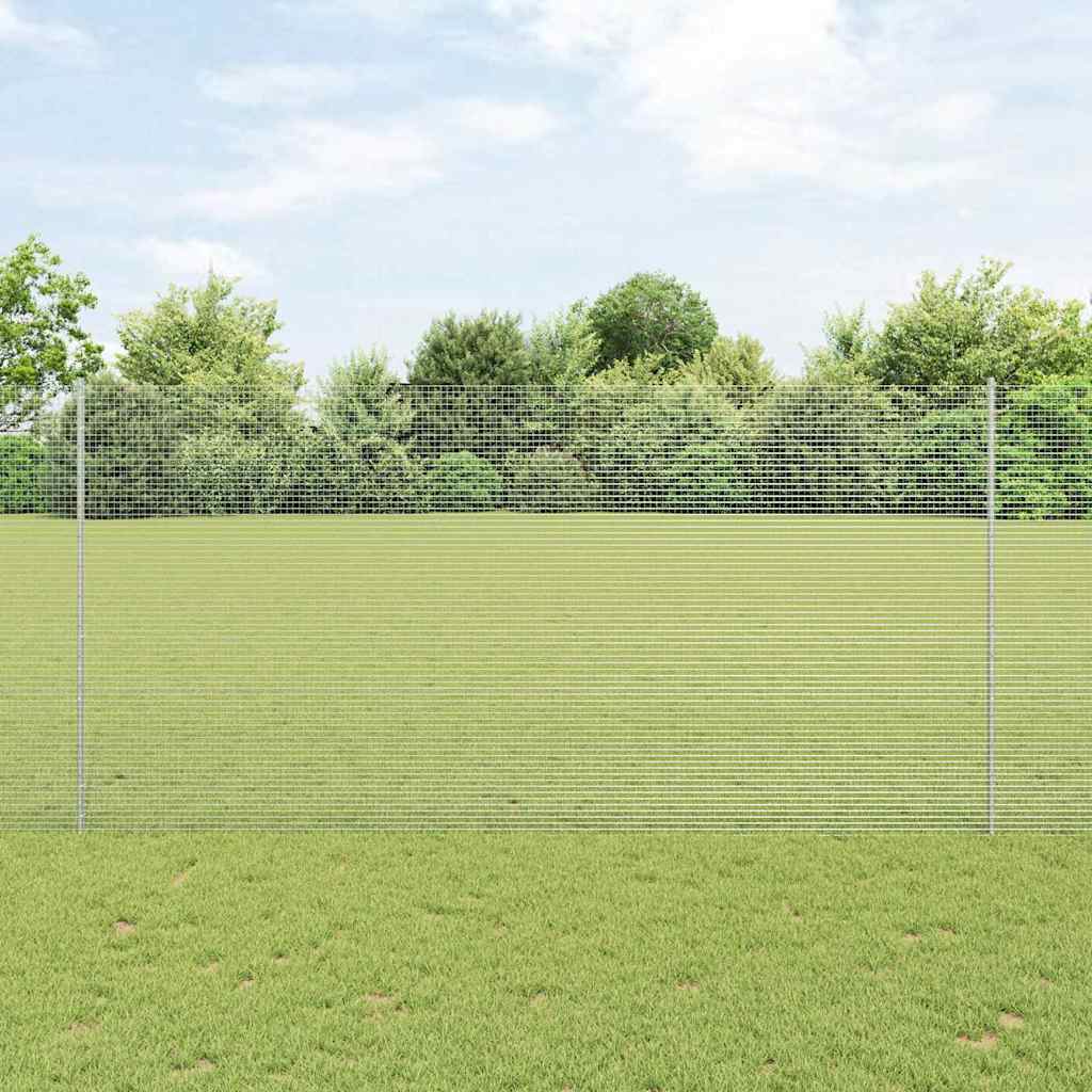 Suvirintas vielos tvora su stulpeliais 25 x 1,5 m Sidabrinė