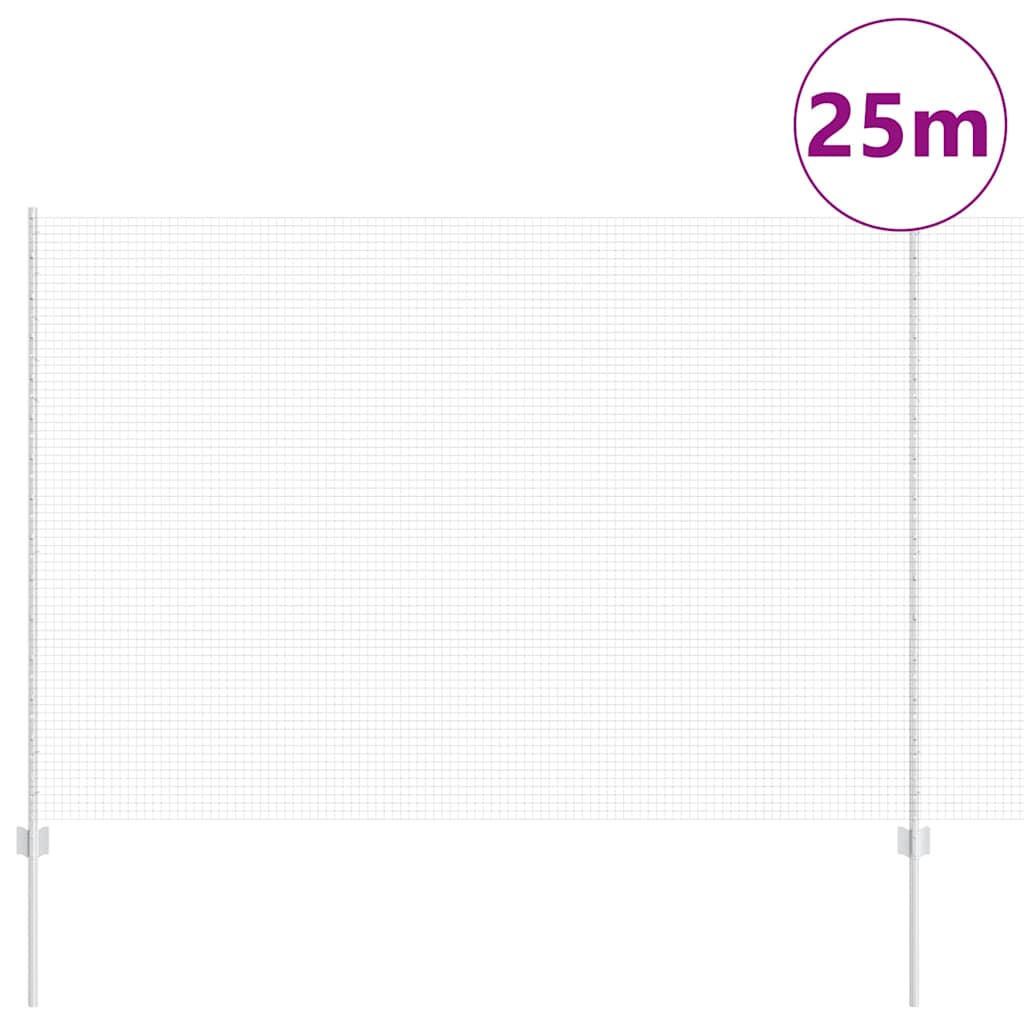 Suvirintas vielos tvora su stulpeliais 25 x 1,5 m Sidabrinė