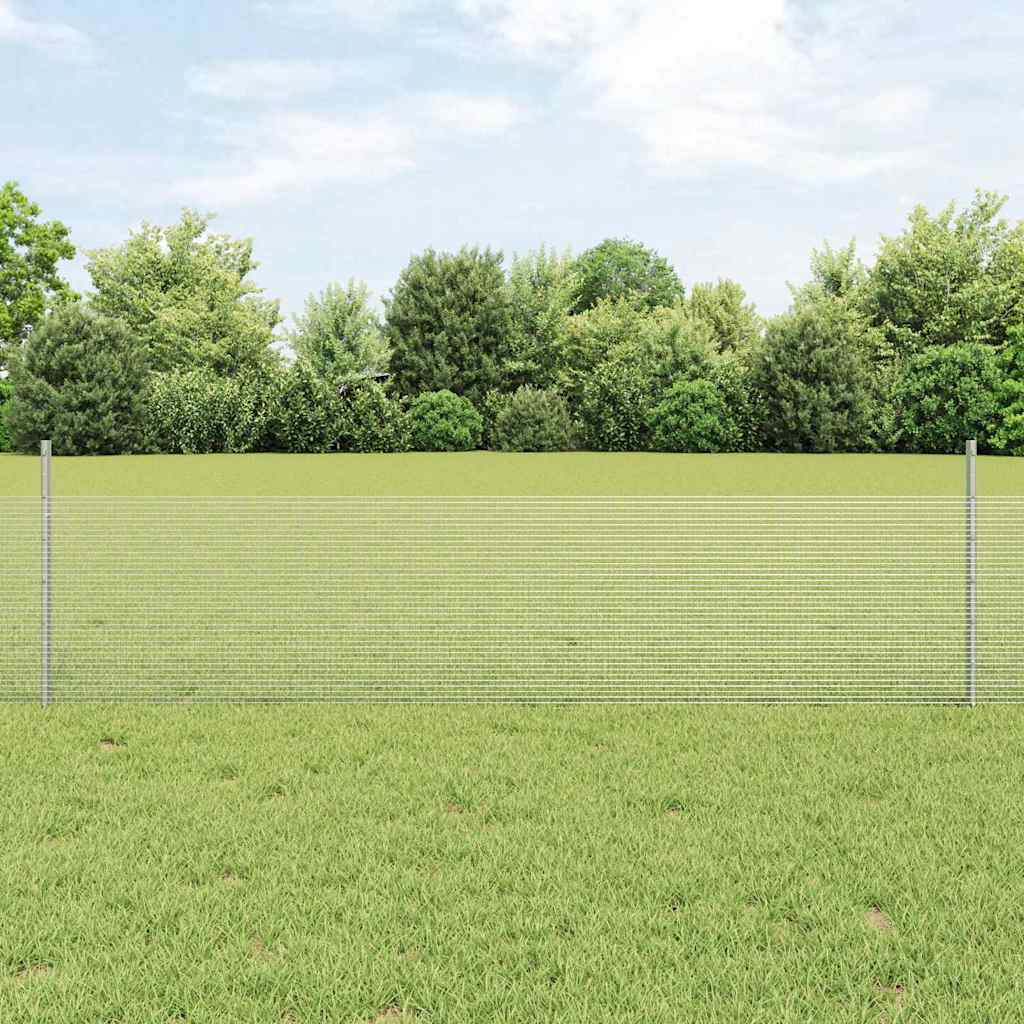 Suvirintas vielos tvora su stulpeliais 100 x 0,5 m Sidabrinė