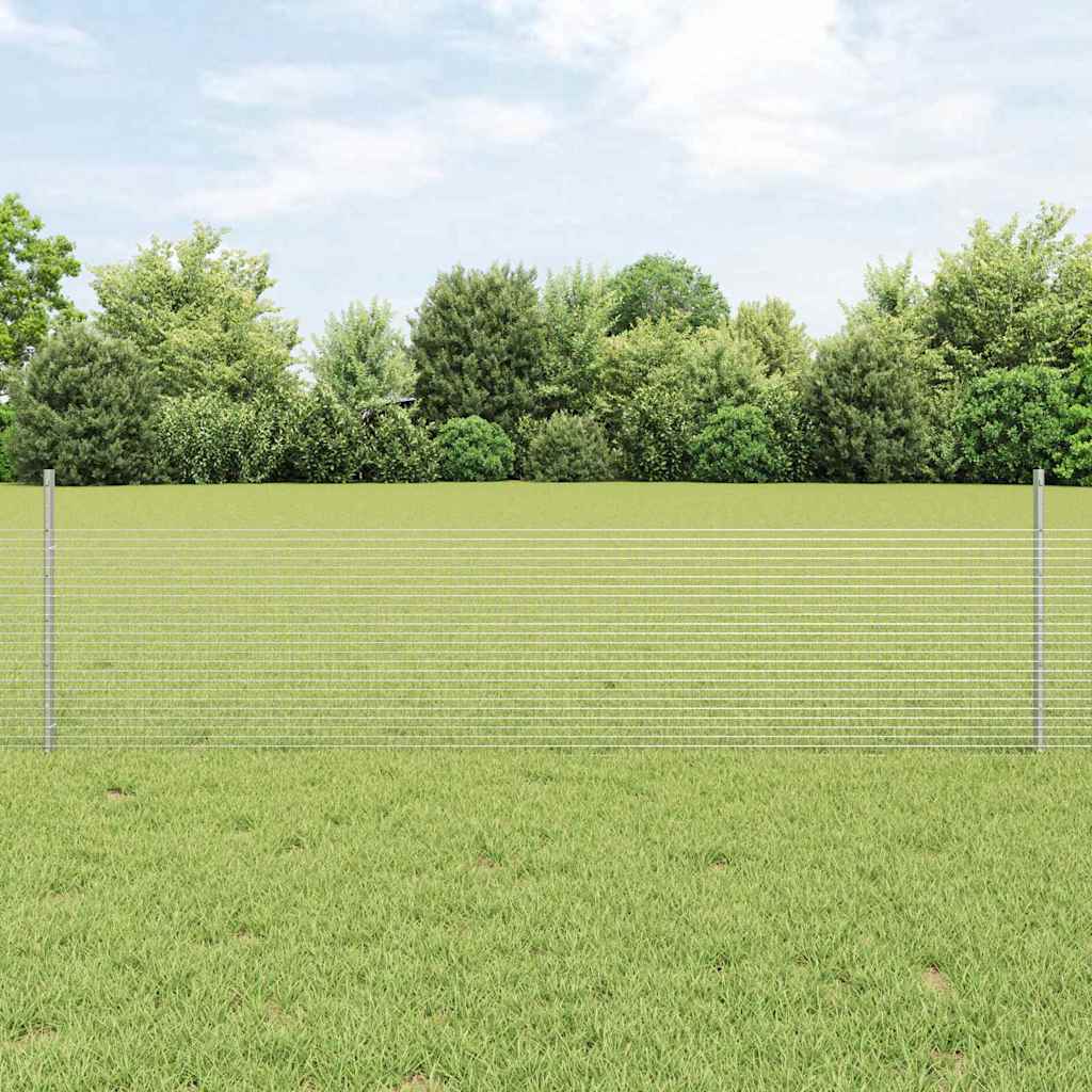 Suvirintas vielos tvora su stulpeliais 100 x 0,5 m Sidabrinė